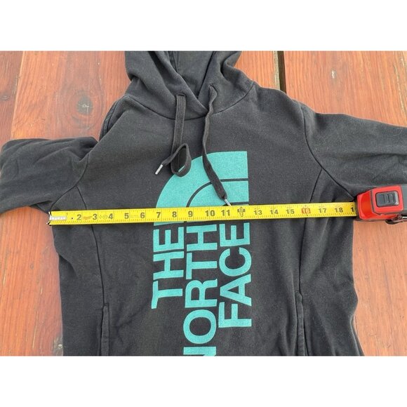 The North Face black hoodie turquoise half dome kangaroo pockets M gorpcore - Picture 6 of 9